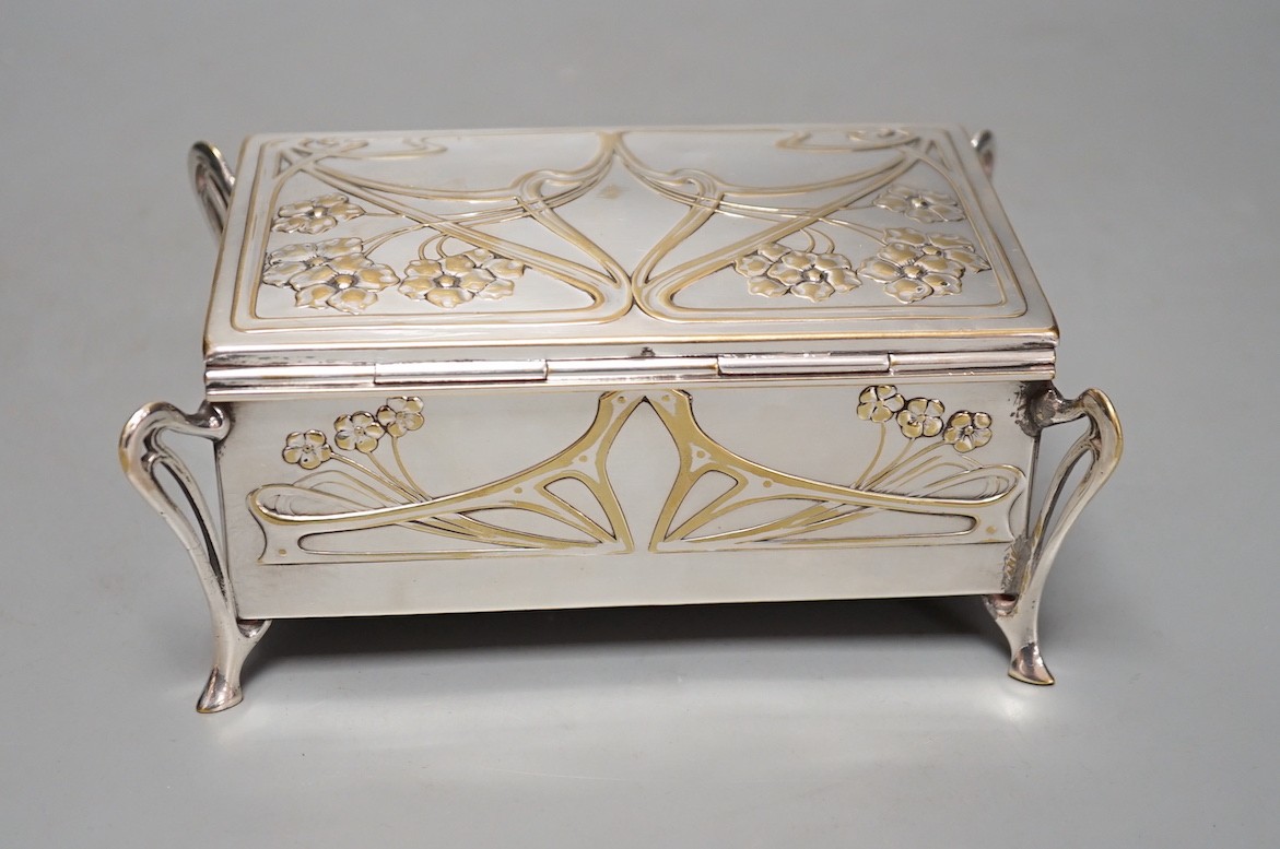 A WMF Jugendstil casket on scroll feet - 17cm wide
